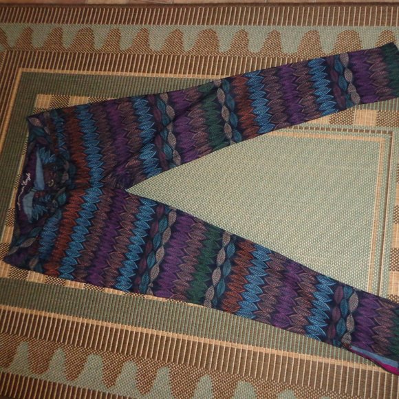 American Eagle Outfitters Stretch Jeggings 4 Leaf/Feather Multicolored Zip Leg - Picture 4 of 16